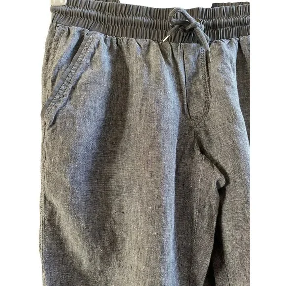 Athleta Womens Bali Linen Cuffed Ankle Cropped Beach Pant Gray Pull On Size 6 - Picture 4 of 5